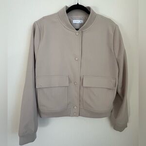 **Brand New**Primark Beige Cropped Bomber Jacket with Flap Pockets